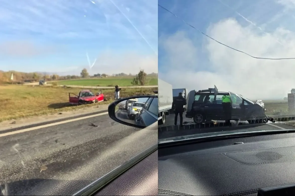 Accident pe DN 1, între Avrig și Bradu. Două persoane au avut nevoie de îngrijiri medicale