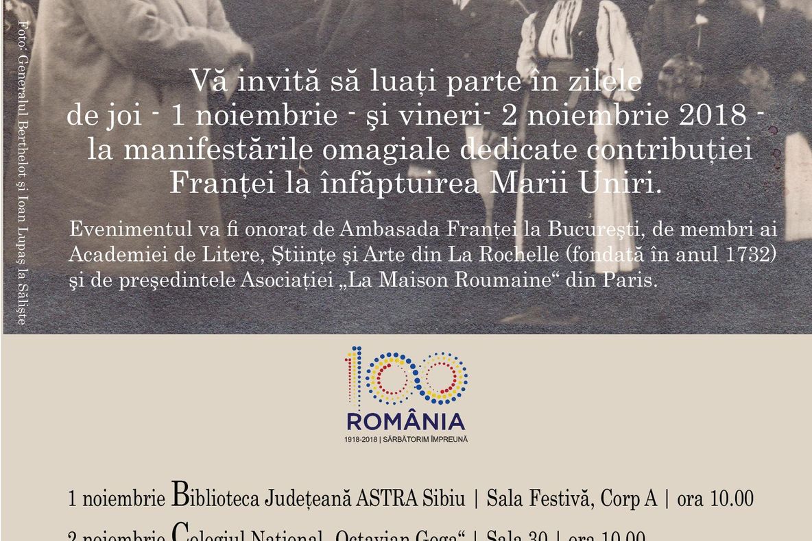 Evenimente omagiale, dedicate contribuției Franței la înfăptuirea Marii Uniri, la Sibiu
