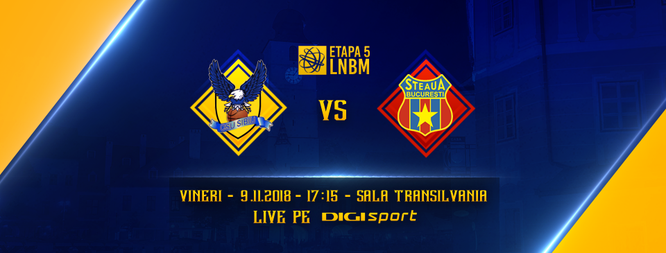 Baschet: BC CSU Sibiu vs CSM Steaua București la Sala Transilvania