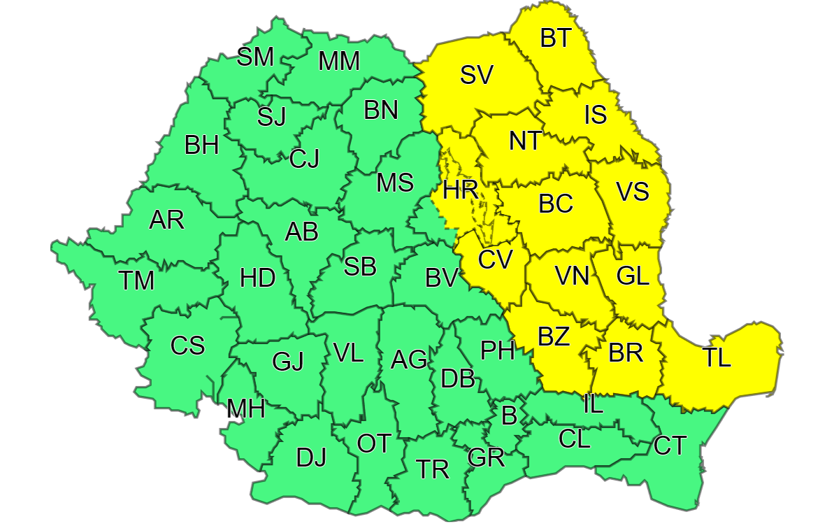 Precipitații mixte, vânt și polei în următoarele două zile