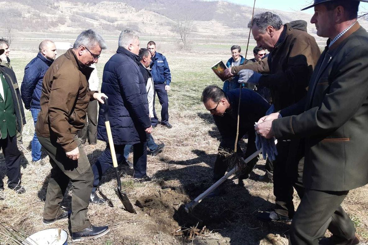 Ministrul Ioan Daneș a participat la o acțiune de plantare de pomi la Copșa Mică