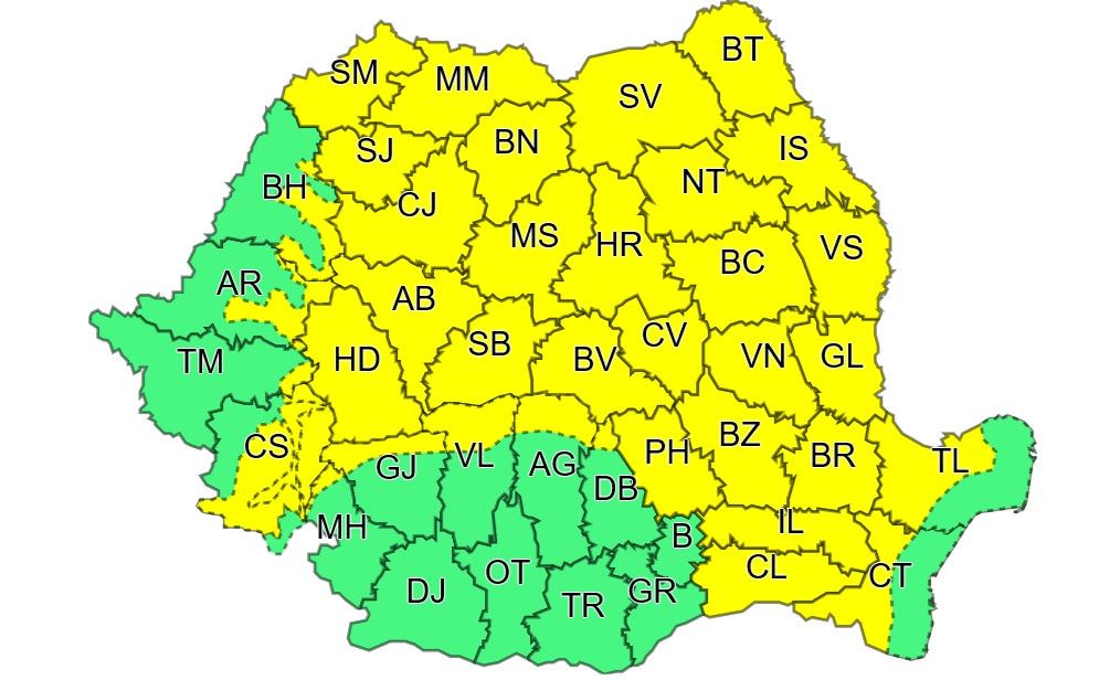 Se prelungesc avertizările meteorologice