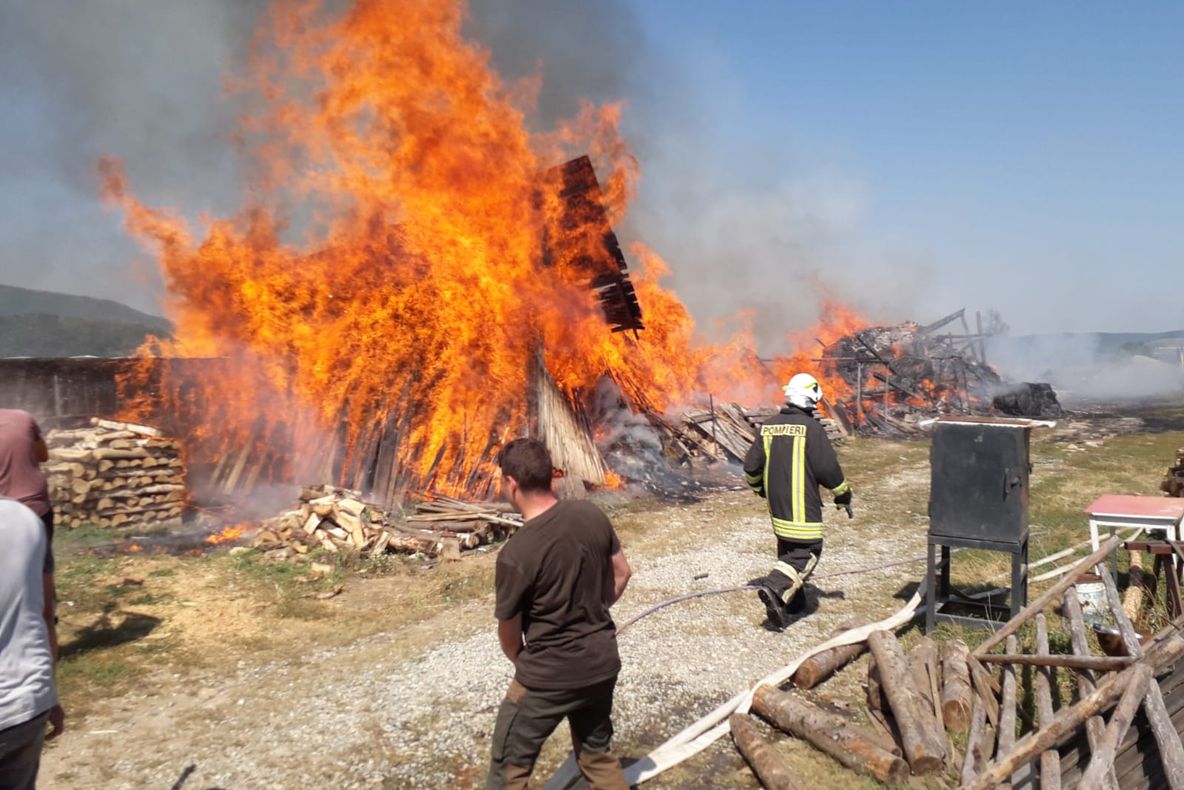UPDATE | 19 oi au murit, utilaje agricole și fân ars, în urma unui incendiu, la Gura Râului