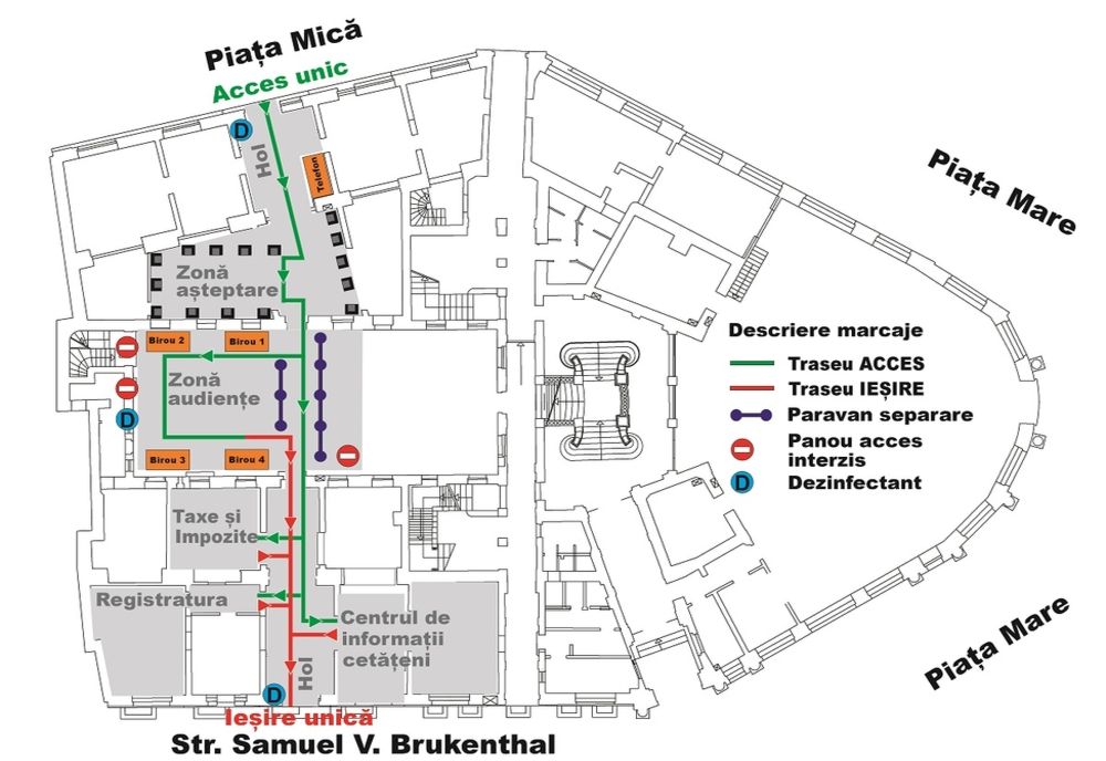 De luni, se modifică programul și accesul la Centrul de Informare pentru Cetățeni și la ghișeele Direcției Fiscale din sediul central al Primăriei