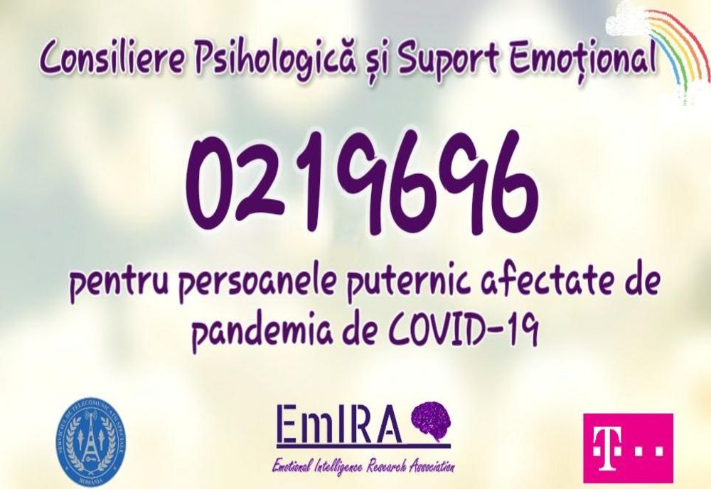  021.9696 - Linie telefonică de asistență psihologică pentru persoanele afectate de epidemia de noul coronavirus    