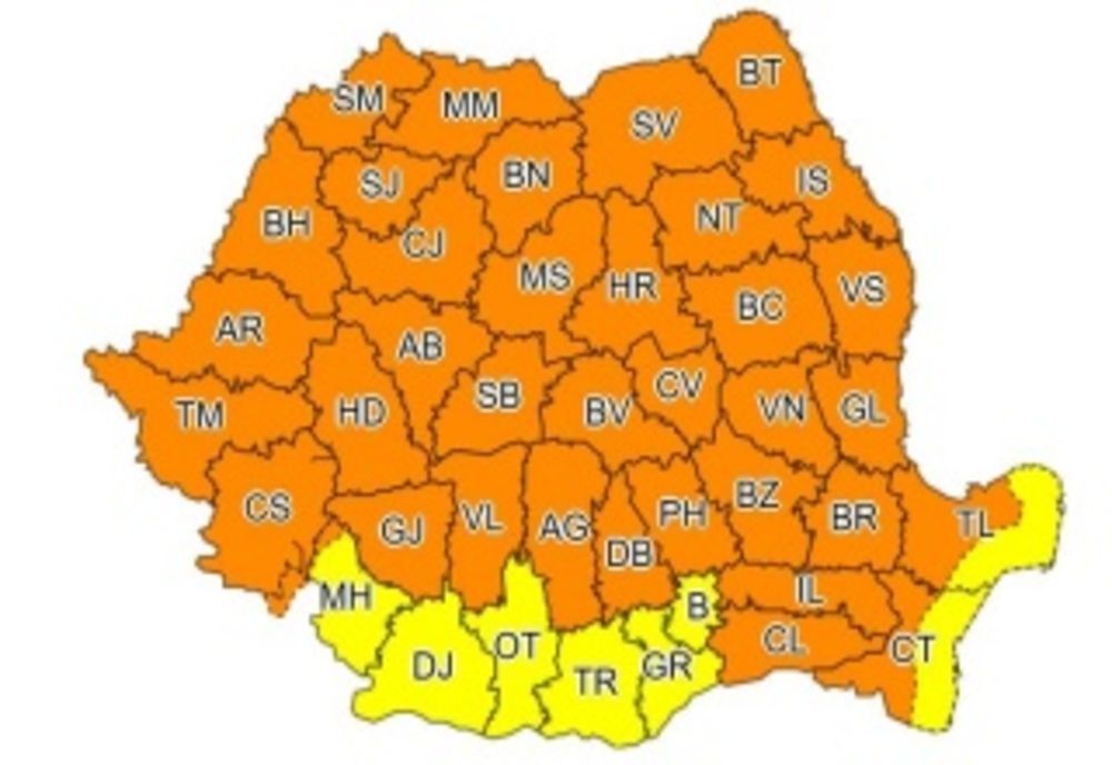 Cod portocaliu de ploi și vânt, în județul Sibiu. ISU, pregătit să intervină