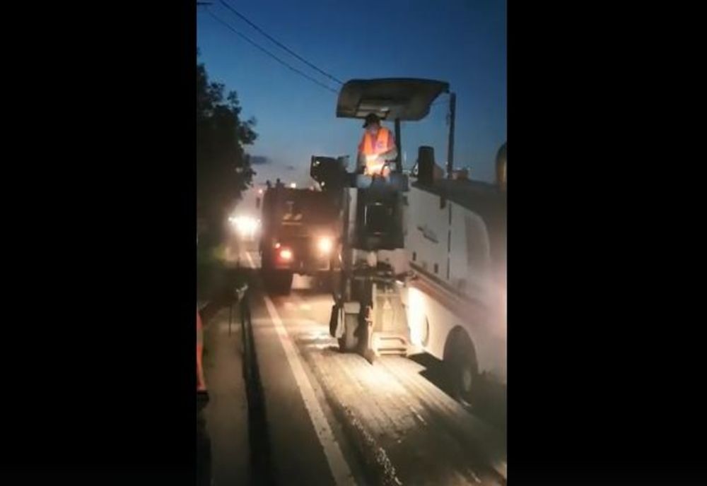 Asfaltări pe DN7, în zona Tălmaciu (VIDEO)