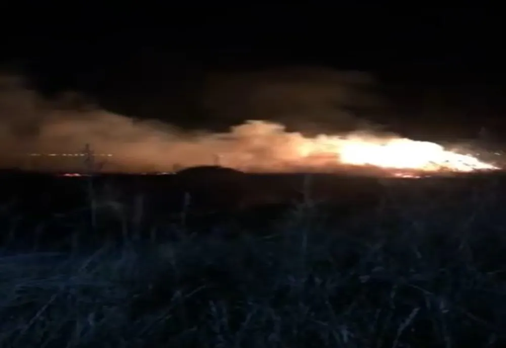 Incendiu izbucnit la o stivă de lemne și extins la vegetația uscată, în Sibiu