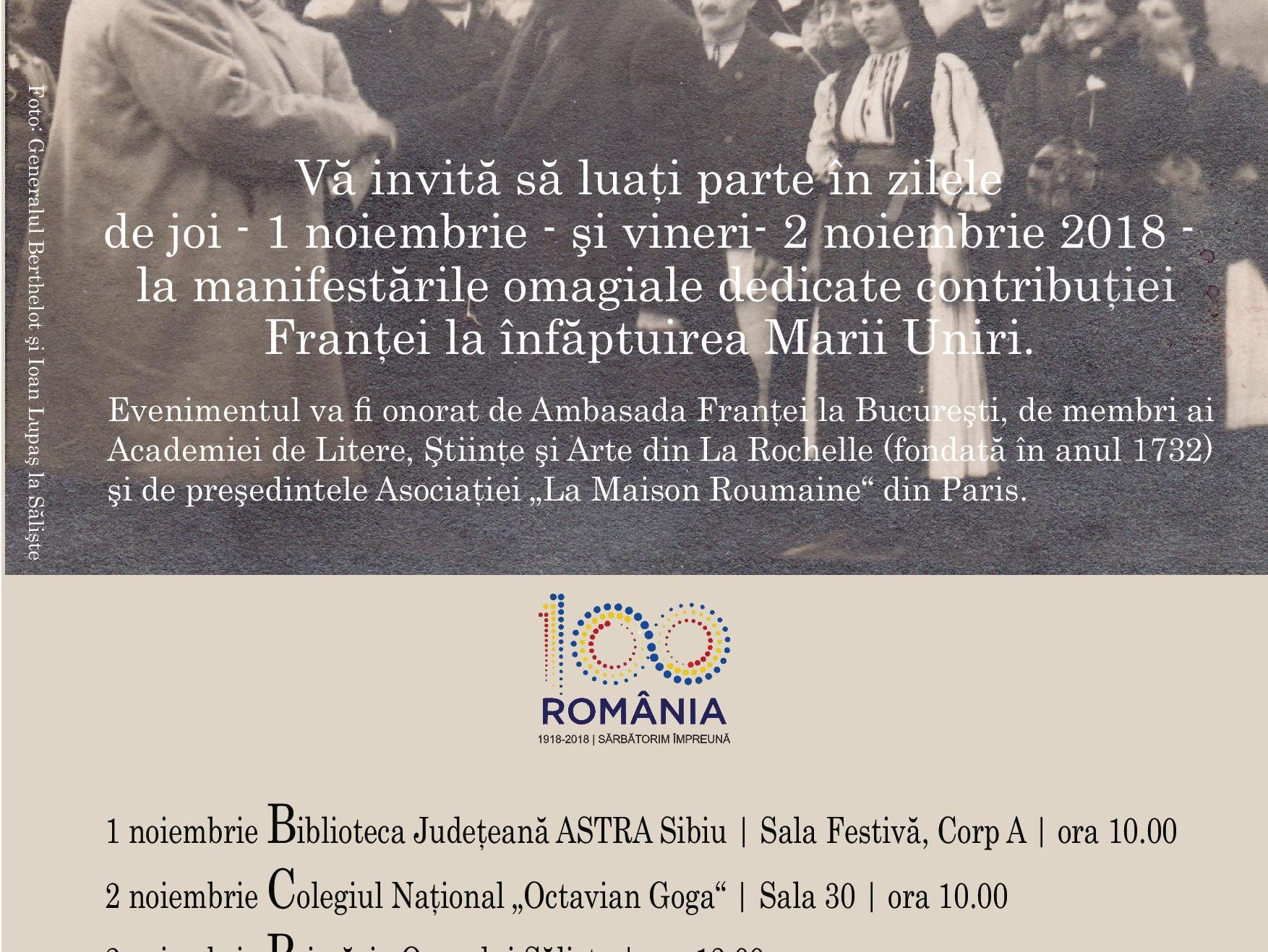 afis manifestari omagiale Franta la Bibl ASTRA