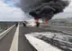 VIDEO| Incendiu pe Autostrada A1, sensul Sebeș- Sibiu. Arde o remorcă cu uleiuri de mașini