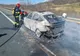 Mașină în flăcări, pe A1, între Sibiu și Sebeș