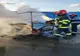 Remorcă în flăcări, pe un drum județean din Sibiu